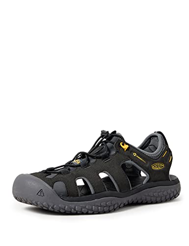 KEEN Men's SOLR High Performance Sport Closed Toe Water Sandals, Black/Gold, 11 Medium US