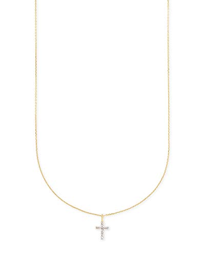 Kendra Scott White Diamond Cross Pendant Necklace in 14k Yellow Gold, Fine Jewelry for Women