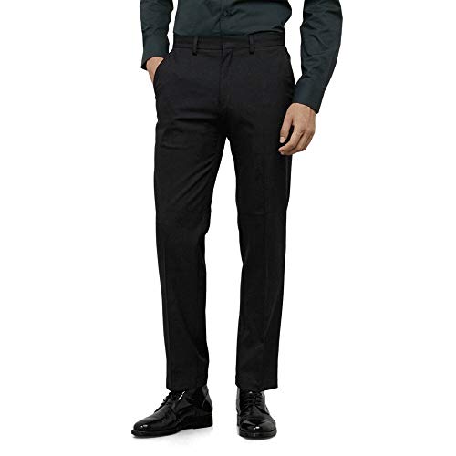 Kenneth Cole REACTION mens Stretch Modern-fit Flat-front dress pants, Black, 38W x 30L US