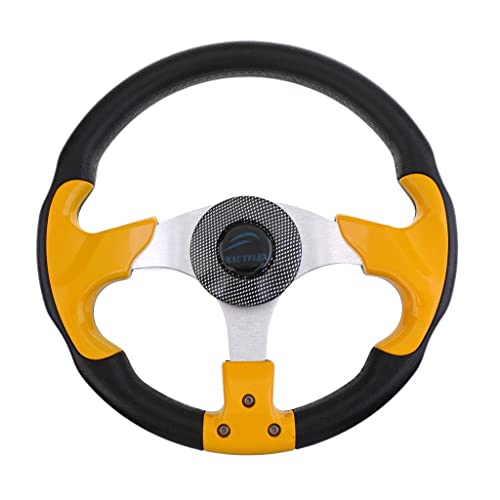 Kesoto 3 Spoke Boat Steering Wheel 12.4inch/31.5cm Dia with Center Cap, Aluminum Alloy,