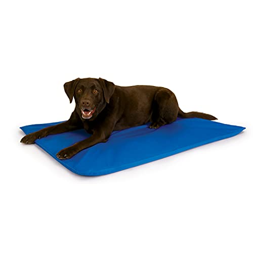 K&H Pet Products Cool Bed III Dog Cooling Mat, Cooling Dog Beds for Large Dogs, Dog Cooling Mat for Dog Carrier, Outdoor Dog Bed Cooling Pad for Dog, Pet Cooling Mat - Blue Large 32 X 44 Inches