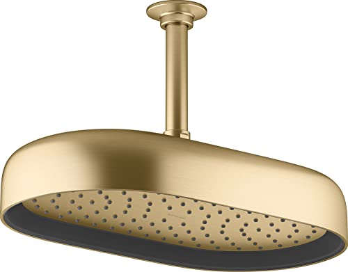 KOHLER 26294-2MB Statement Oblong 14 in. Single-Funtion 2.5 gpm Rainhead, Vibrant Brushed Moderne Brass