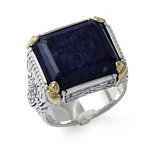 Konstantino Men's Size 10 Silver/18k Gold Ring with Blue Sodalite