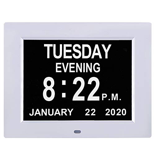 LaMi Products Upgraded 8 Inch Digital Calendar Day Clock with 3 Medication Reminders,Digital Clock Large Display Date and Day of The Week for Seniors,Elderly Vision Impaired, Memory Loss