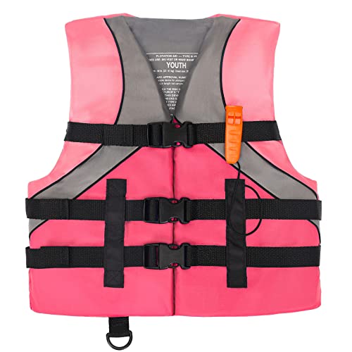 Leader Accessories Youth USCG Approved Life Jacket Vest Boating Vest (Pink)