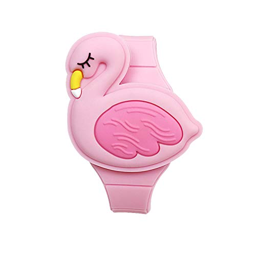 Learning Watch for Toddler Girls Ages 3-8, 3D Cute Pink Flamingo Cartoon Shape Clamshell Design Kids Digital Led Watch for Kids Birthday Presents Gifts for 3-8 Year Old Toys - Best Gift