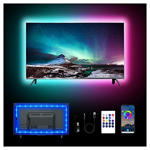 LED Lights for TV 55 Inch ,DIY TV Led Backlight 12.5ft,USB Led Strip Lights for TV 55-65 inch with Remote Built-in MIC Music Sync,Led Lights for Bedroom Bluetooth APP Control,HDTV Lighting Kit