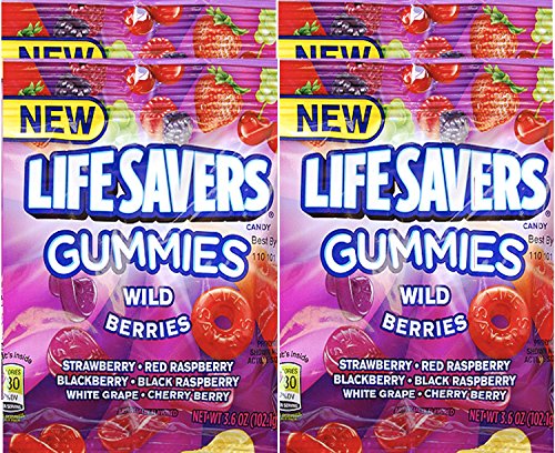 Lifesavers Gummies Wild Berries Gummy Snacks Snack Care Package for College, Military, Sports Net WT 3.6 Oz (4)