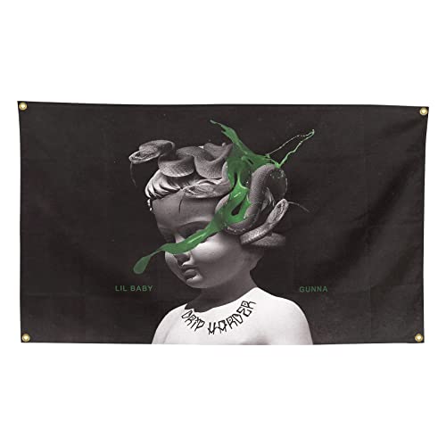 "Lil Baby Flags 3 * 5 Feet Album Cover With Four Brass Eyelets for Room Aesthetic Wall Art Bedroom Decor "