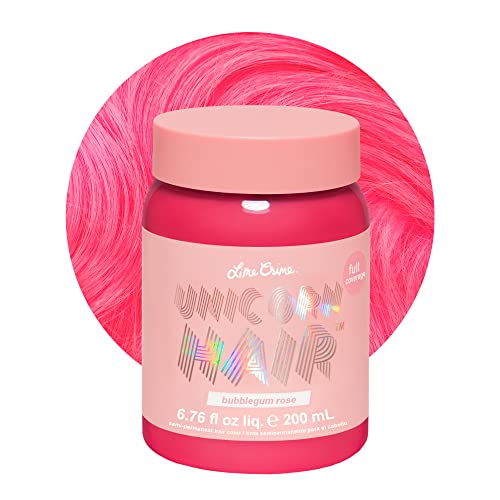 Lime Crime Unicorn Hair Dye Full Coverage, Bubblegum Rose (Rose Pink) - Vegan and Cruelty Free Semi-Permanent Hair Color Conditions & Moisturizes - Temporary Pink Hair Dye With Sugary Citrus Vanilla Scent