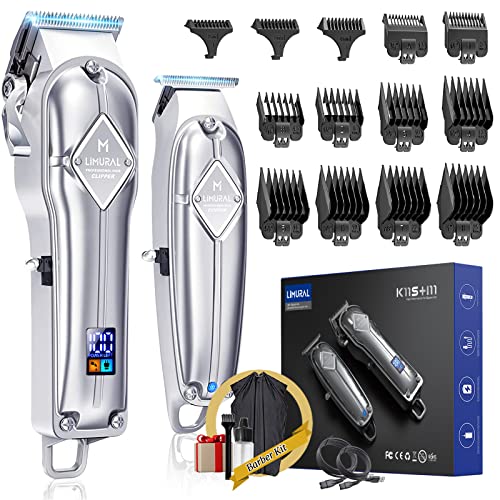 Limural Professional Hair Clippers and Trimmer Kit for Men - Cordless Barber Clipper + T Blade Outliner, Complete Hair Cutting Kits with 13 Premium Guards, LED Display, Taper Lever & 5 Hrs Runtime