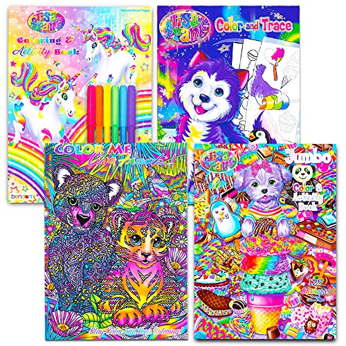 Lisa Frank Adult Coloring Book Set -- 4 Premium Lisa Frank Coloring and Activity Books for Adults