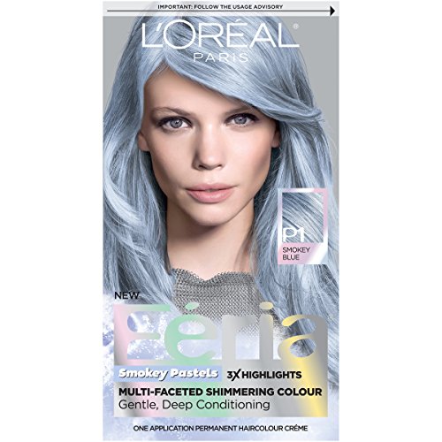 L'Oreal Paris Feria Multi-Faceted Shimmering Permanent Hair Color, 411 Sapphire Smoke (Smokey Blue)