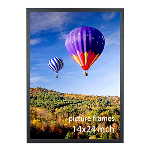 LTYHHK 14x24 Picture Frames Solid Wood 14x24 Poster Frame for Wall 14x24 Photo Frames Family Black (HB1424)