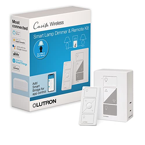 Lutron Caséta Wireless Single-Pole/3-Way Smart Lighting Lamp Dimmer and Remote Kit | P-PKG1P-WH | White