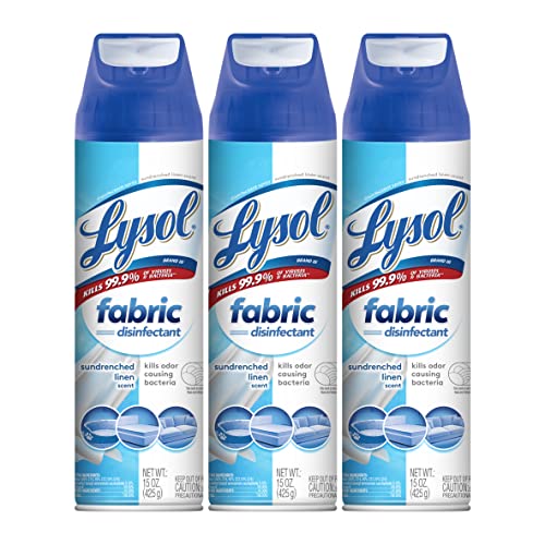 Lysol Fabric Disinfectant Spray, Sanitizing and Antibacterial Spray, For Disinfecting and Deodorizing Soft Furnishings, Sundrenched Linen 15 FL. Oz (Pack of 3)