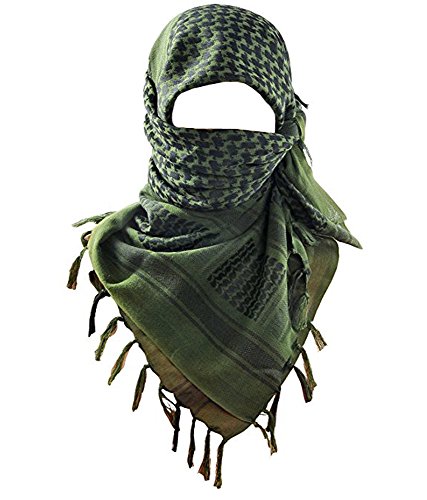 MAGNIVIT Cotton Keffiyeh Tactical Desert Scarf Wrap Shemagh Head Neck Arab Scarf Army Green