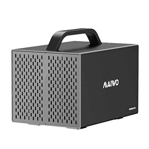 MAIWO 4 Bay RAID External Hard Drive Enclosure 2.5'' 3.5'' Type-C to SATA HDD SSD Enclosure,Support 72TB&RAID 0/1/5/10/Clone RAID Mode Hard Drive RAID Storage