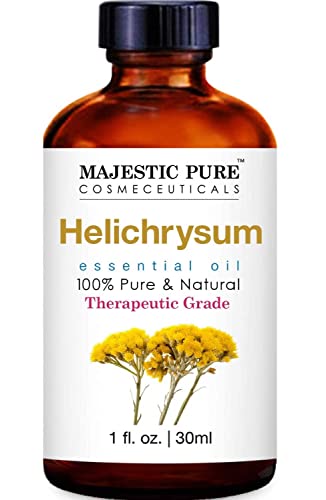 MAJESTIC PURE Helichrysum Essential Oil, Therapeutic Grade, Pure and Natural, for Aromatherapy, Massage, Topical & Household Uses, 1 fl oz