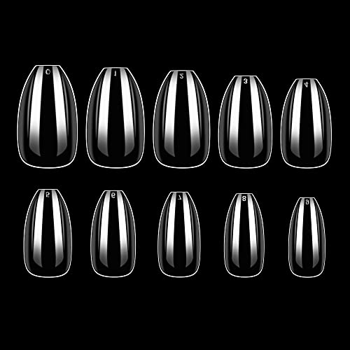 Makartt Nail Tips Short Coffin Nails 500pcs Press on Nails Full Cover Fake Nails Ballerina Nails Clear Nails for Nail Extension Soak Off False Nails 10 Sizes Acrylic Nails for Salon and DIY Nail Art