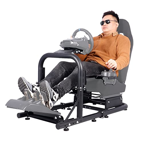 Marada Racing Simulator Cockpit Super Stable Racing Wheel Frame Adjustable Support for Logitech G25 G27 G29 G920 T500/FANTEC T3PA/TGT/Thrustmaster CSL dd/Wheel, Shifters,Seat and Pedals Not Include