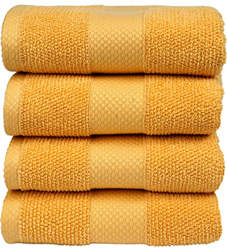 Maura Premium Hand Towels 100% Cotton 16x30 Oversized Ultra Absorbent Quick Dry Soft Towels for Bathroom Extra Large Hand Towels, Pure Gold