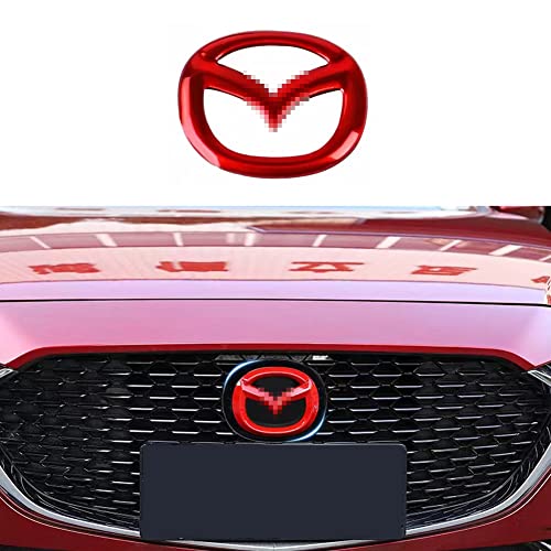 MAXDOOL Car Front Rear Logo Decoration Cover Sticker Sequins Frame Trim Emblem for Mazda 3 Exterior Accessories (Red Front Emblem)