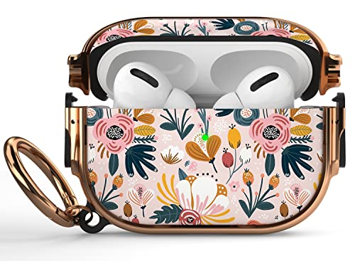 Maxjoy for Airpods Pro 2nd Generation/1st Generation Case with Lock, Flower AirPod Pro 2 Case Protective Hard iPods Pro Cover for Women Men with Keychain for Airpods Pro (2022/2019), Floral