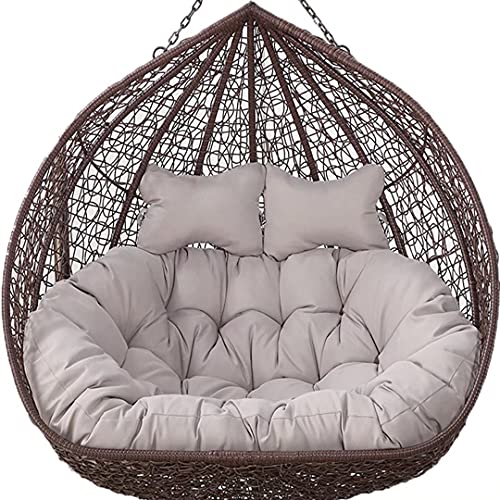 MBVBN Egg Chair Cushion 52 inch, Double Hanging Wicker Rattan Egg Swing Cushion Replacement, 2 Person Hanging Egg Hammock Chair Washable, Sun-Resistant and Waterproof Grey