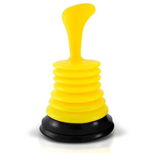 Meadow Lane Mini Sink Plunger with Ergonomic Handle, Kitchen Drain Plunger, 4.5" x 4.5" x 7.5", Strong Suction Power to Unclog Slow Sinks, Drains, Tubs, Showers, Yellow 1-Pack