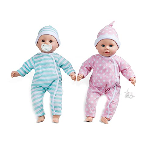 Melissa & Doug Mine to Love Twins Luke & Lucy 15” Light Skin-Tone Boy and Girl Baby Dolls with Rompers, Caps, Pacifiers - Twin Baby Dolls, First Baby Dolls For Toddlers 18 Months And Up