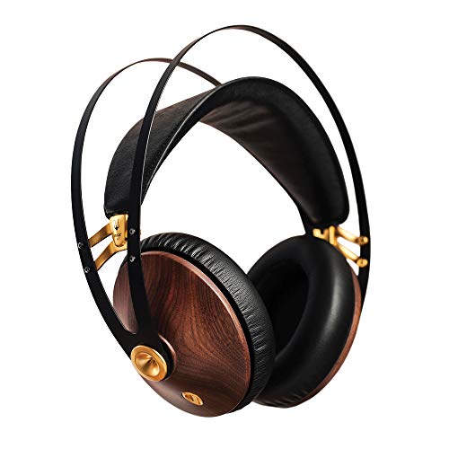 Meze 99 Classics Walnut Gold | Wired Over-Ear Headphones with Mic and Self Adjustable Headband | Classic Wooden Closed-Back Headset for Audiophiles