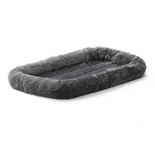 MidWest Bolster Pet Bed for Dogs & Cats 22L-Inch Gray Dog Bed or Cat Bed w/ Comfortable Bolster | Ideal for XS Dog Breeds & Fits a 22-Inch Dog Crate | Easy Maintenance Machine Wash & Dry | 1-Year Warranty