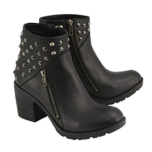 Milwaukee Leather MBL9402 Women's Black Spiked Side Zipper Entry Boot with Platform Heel - 5