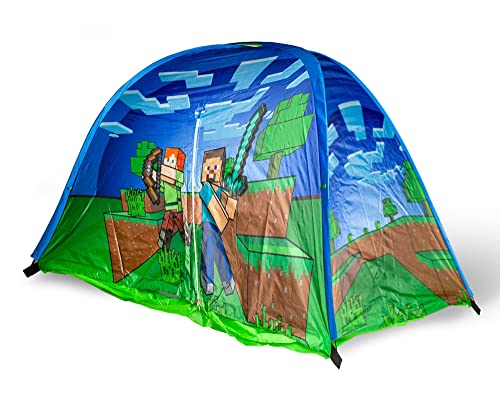 Minecraft Indoor Bed Tent Fort | Pop-Up Canopy Tents & Shelters, Fort Playhouse for Kids, Indoor Activities, Reading Nook Playroom