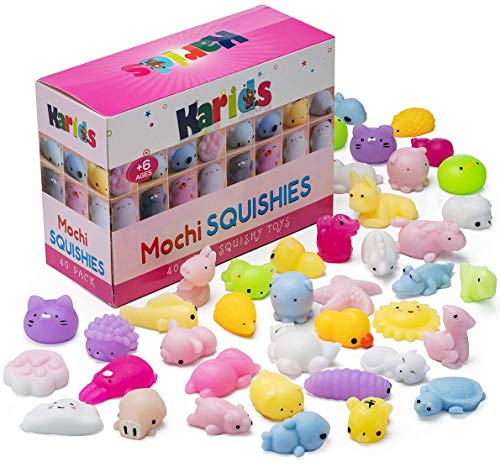 Mini Animal Kawaii Squishy Pack - 40 Pieces Random Mochi Squishies Party Favor Toys for Kids - Cute and Soft Squeezable Stress Reliever for Children-Stocking Stuffers for Kids