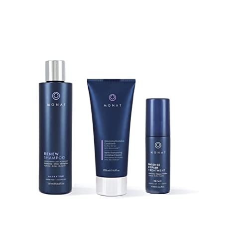 MONAT NEW! 3 PIECE SET/RENEW SHAMPOO/REVITALIZE CONDITIONER/INTENSE REPAIR TREATMENT!