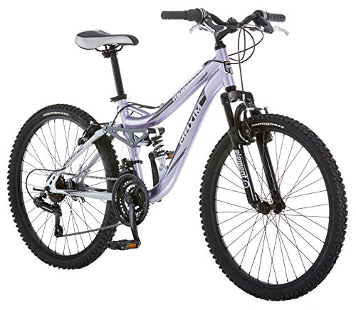 Mongoose Maxim Girls Mountain Bike, 24-Inch Wheels, Aluminum Frame, 21-Speed Drivetrain, Lavender