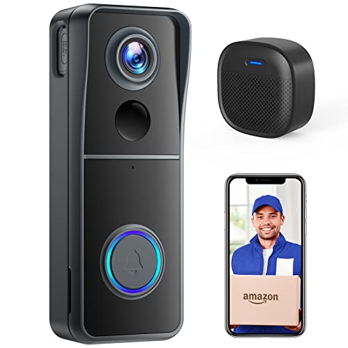 Morecam Doorbell Camera Wireless with Chime, Voice Changer, Motion Zones, 1080P WiFi Video Door Bell, PIR Human Detection, 100% Wire-Free, Anti-Theft Alarm, Night Vision, SD & Cloud Storage