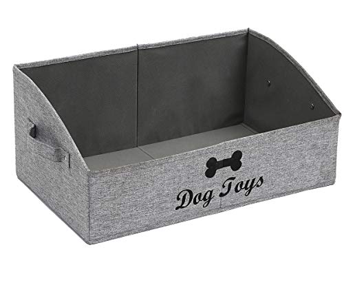 Morezi Linen-Cotton Blend Dog Toy Basket and Dog Toy Box, Dog Toy Basket Storage - Perfect for organizing pet Toys, Blankets, leashes, chew Toys - Snow Grey - Dog