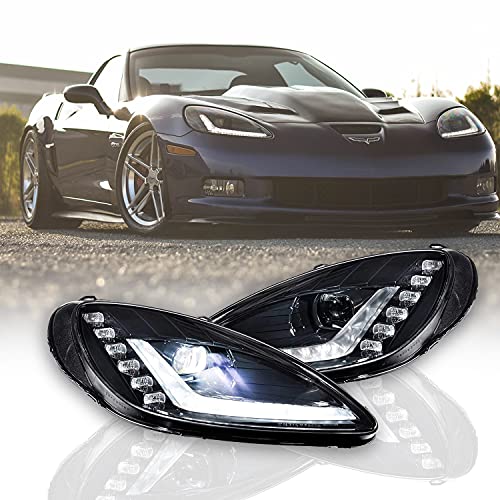 Morimoto XB LED Headlights, Plug and Play Headlight Housing Upgrade, Fits 2005-2013 Chevrolet Corvette C6, DOT Approved Assembly with Switchback Sequential Turn Signals & UV Coated Lenses (1x ‎LF460)