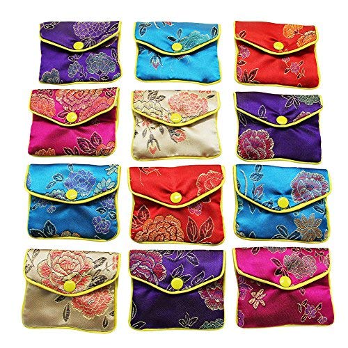 MorTime Jewellery Jewelry Silk Purse Pouch Gift Bags, Multiple Colors, Pack of 12 (Small)