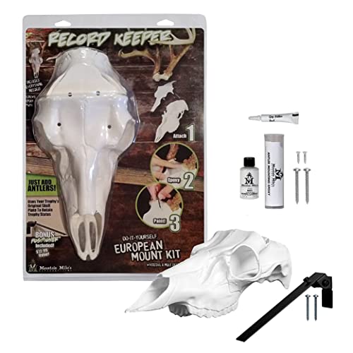 Mountain Mike’s - Record Keeper Elk Antler Mounting Kit - European-Style Mount Kit for Antlers - Keeps Your Record Status Antlers Intact - Mounts Antlers On Skull Plate - White