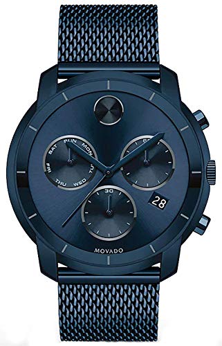 Movado Men's BOLD Thin Blue PVD Watch with a Flat Dot Sunray Dial, Blue (Model 3600403)