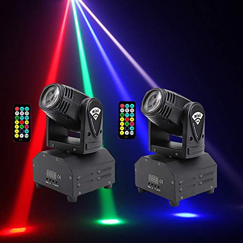 Moving Head Light DJ Lights Mini Moving Head Stage Beam Light 2pc Set RGBW 4In1 DMX512 Sound Activated for Disco, Party, Club, Bar, DJ, Show, Bands(2-Pack)