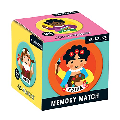 Mudpuppy Little Feminist Mini Memory Match Game, 24 Pieces (12 Pairs), Ages 3+, Develop Matching, Visual Memory, Focus, Concentration Skills, Features Charming Portraits of Historical Women