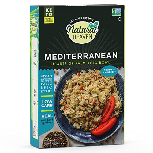 Natural Heaven Hearts of Palm Keto Food, Prepared Meals, Meals Ready to Eat, Plant Based Gluten Free Superfood with Quinoa, Lentils, Chickpea, and Mediterranean Seasonings (9 Oz)