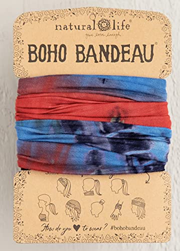 Natural Life Boho Bandeau Tie Dye - blue red olive