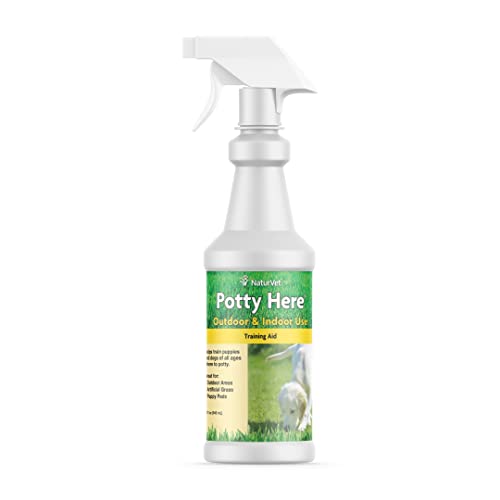 NaturVet – Potty Here Training Aid Spray | Attractive Scent Helps Train Puppies & Dogs Where To Potty | Formulated For Indoor & Outdoor Use | 32 oz