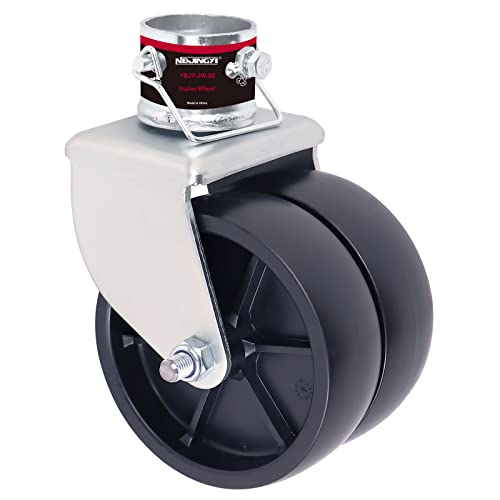 NBJINGYI 6" 2000lbs Dual Trailer Swirl Jack Caster Wheel With Pin fits Any Jack Better Soft Ground Roll